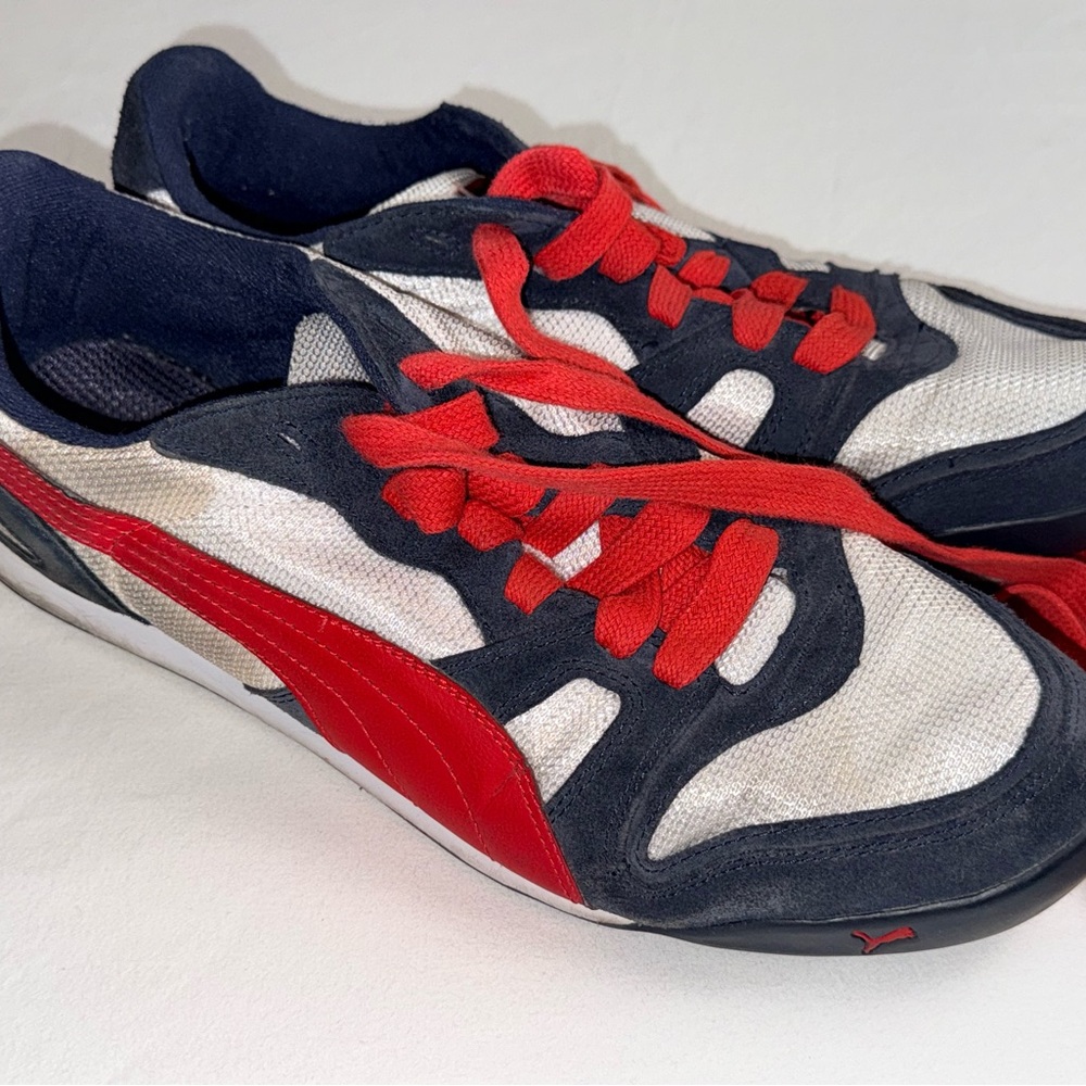 Puma Navy / White / Red Suede & Mesh Low-Top Sneakers Size 12